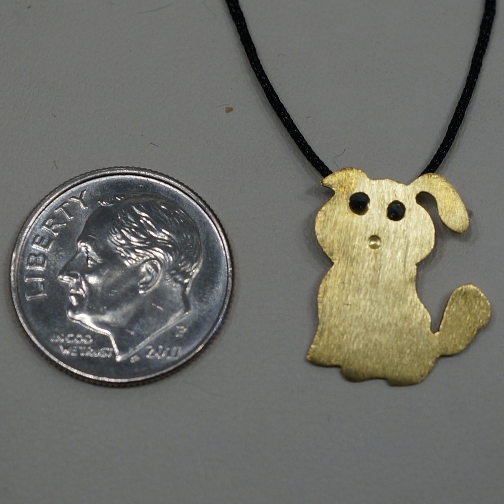 Sterling Silver & Gold Plated Dog Pendant W/Cord - Picture 7 of 7